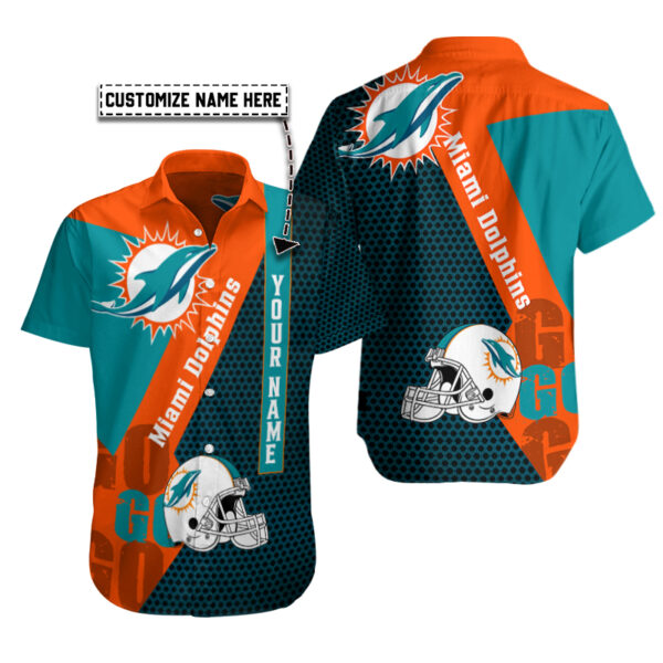 Miami Dolphins Personalized Button Shirt BB859